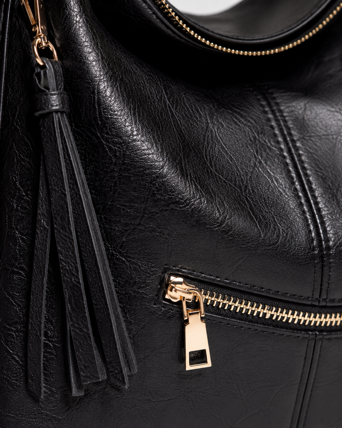 Premium Soft Hobo Handbag – Cognac Brown PU Leather with Gold Hardware
